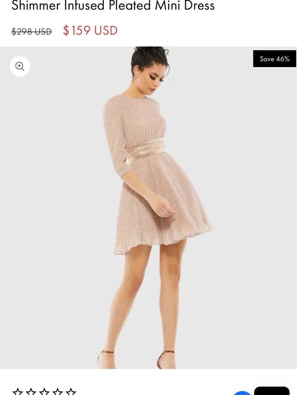 Shimmer Infused Pleated Mini Dress - Rose Gold